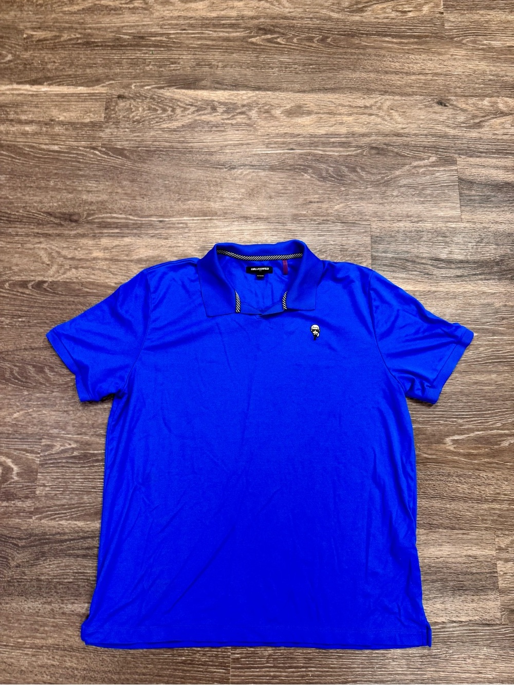 Karl Lagerfeld Paris Blue Karl Head Logo Polo Shirt Men's XL Cotton Blend